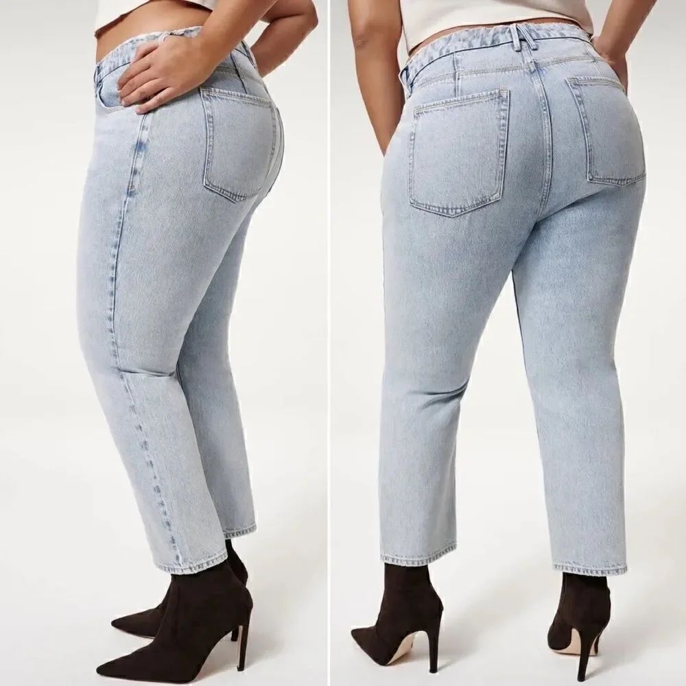 Revolve Good American '90s Duster High Rise Straight Leg Jeans